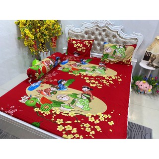 Drap thun hàn quốc trọn bộ có mền m6 nệm 2 tấc