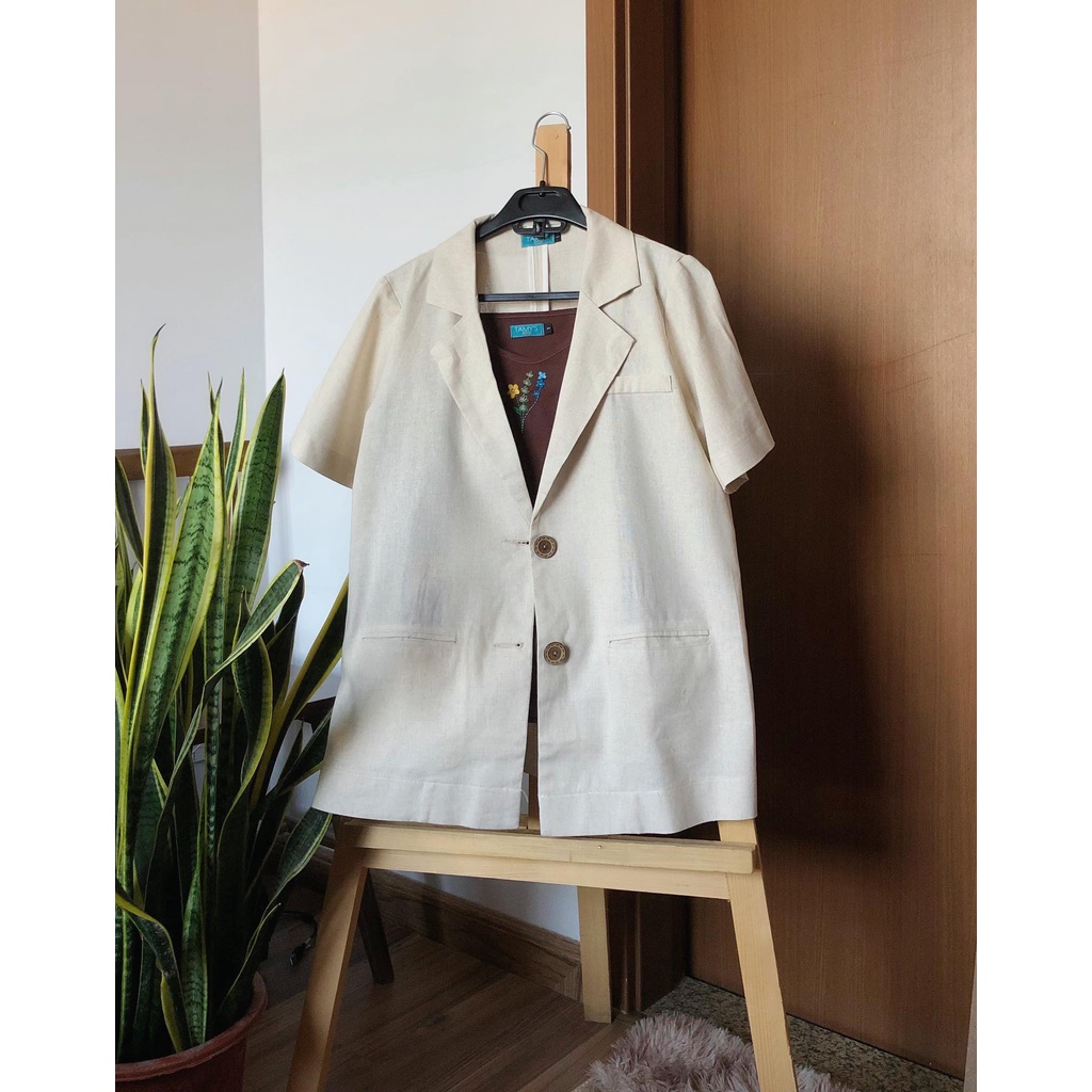 Áo khoác blazer linen cộc tay TAMY