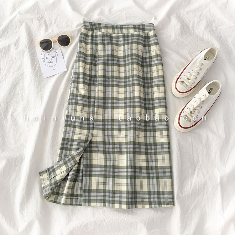(Có Sẵn) Chân váy dài midi kẻ caro - Eo cao có chun (video tự quay) | BigBuy360 - bigbuy360.vn