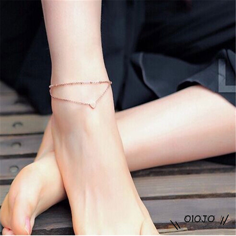 Lắc Chân Hai Lớp Hình Trái Tim Thời Trang Cho Nữ
