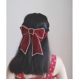 kẹp tóc nơ nhung đính đá