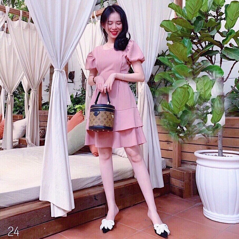 Đầm hồng tầng thắt eo (kèm hình thật) | BigBuy360 - bigbuy360.vn