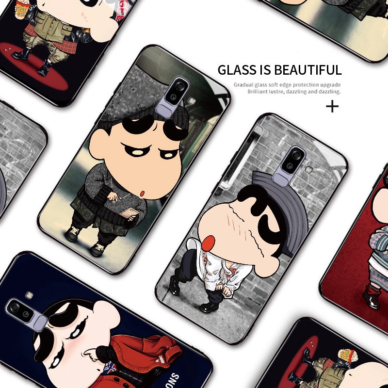 Ốp Điện Thoại Kính Cường Lực In Hình Anime Cậu Bé Bút Chì Shin Cho Samsung Galaxy J2 Prime J5 Prime J7 Prime J2 Pro 2018