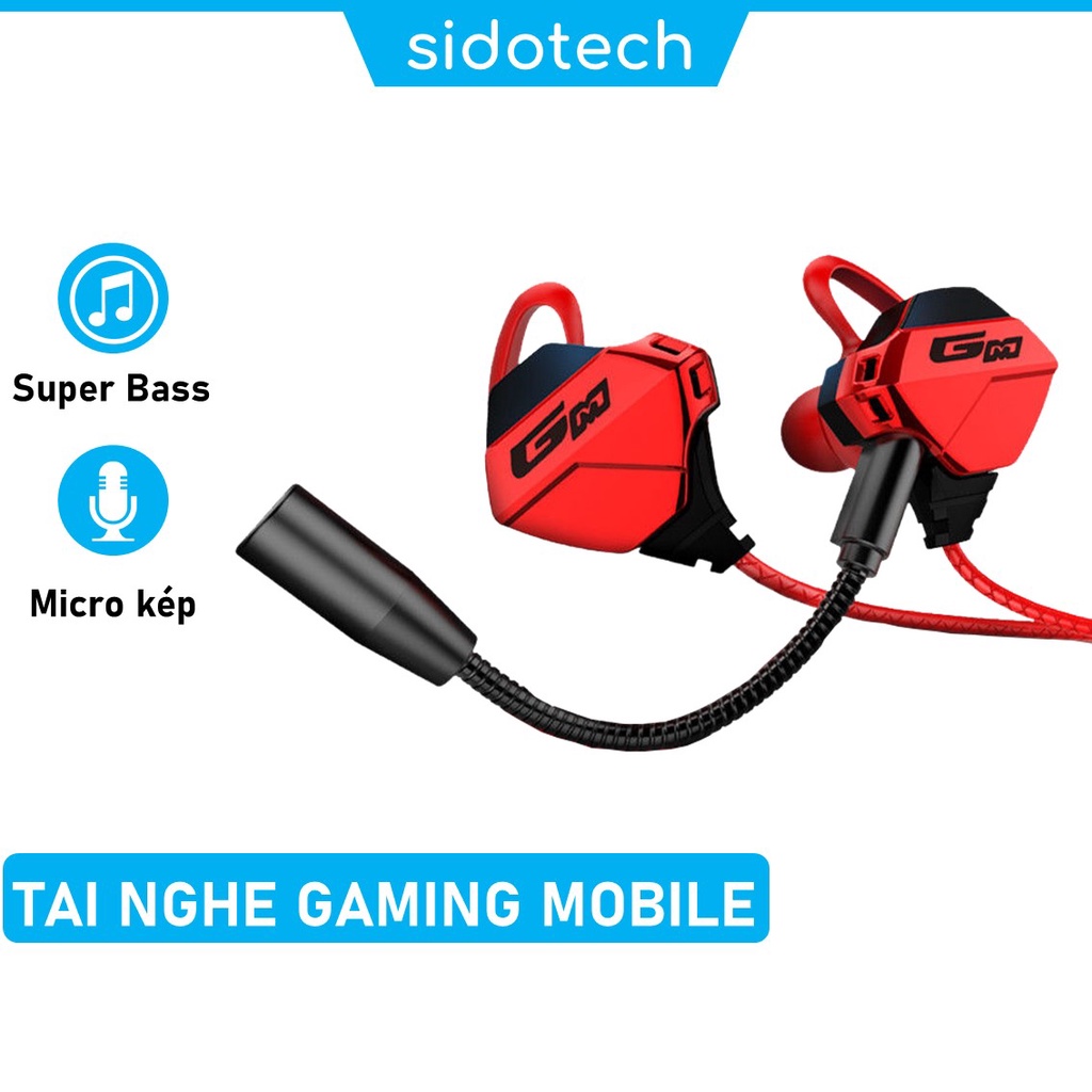 Tai nghe game thủ gaming cho điện thoại Sidotech G-Pro chơi game Pubg FF Tốc Chiến có mic siêu nhạy - Hàng Chính Hãng