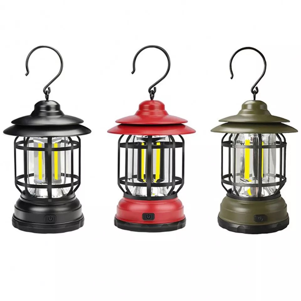 Đèn lồng cắm trại, trang trí COB xài 3 pin 2A siêu sáng - đèn cắm treo móc LED