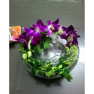 Bát thả hoa thủy tinh có chân