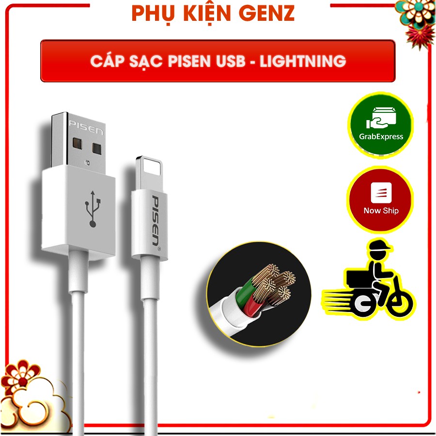 🍀Cáp Sạc Điện Thoại Pisen🍀Cổng USB Dài 1m Dành Cho Nhiều Loại Điện Thoại