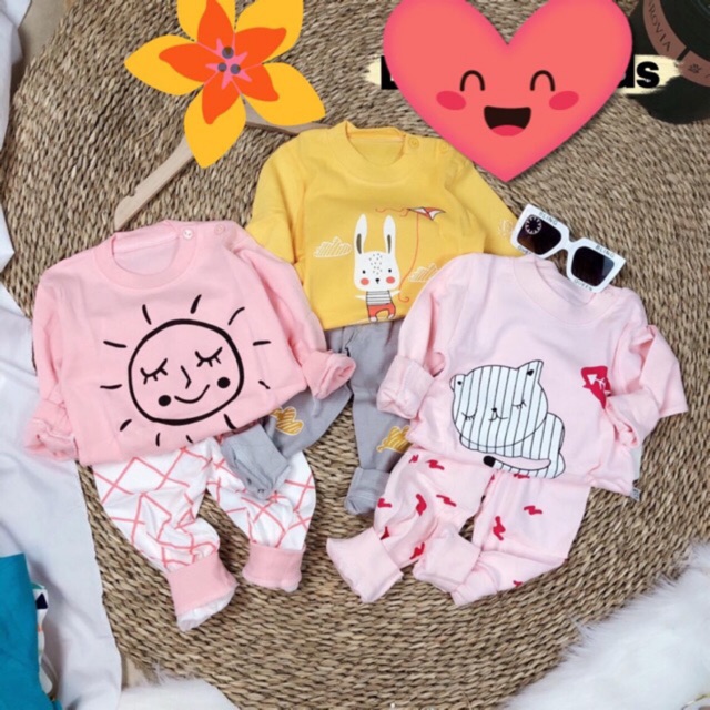 Bộ Dài Tay Cotton Quảng Châu Xuất Nhật Cho Bé Trai/Bé Gái