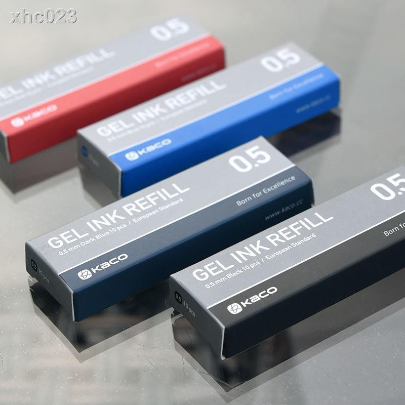 Set 10 Ruột Bút Gel Kaco Tiêu Chuẩn Châu Âu 4 Ngăn G2 Thay Thế Bằng Kim Loại Kích Thước Lớn 0 5Mm