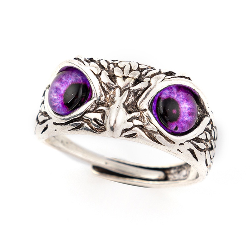 Nhẫn Đeo Tay Kim Loại Hình Cú Mèo Mắt Mèo Cá Tính Cho Nam Nữ