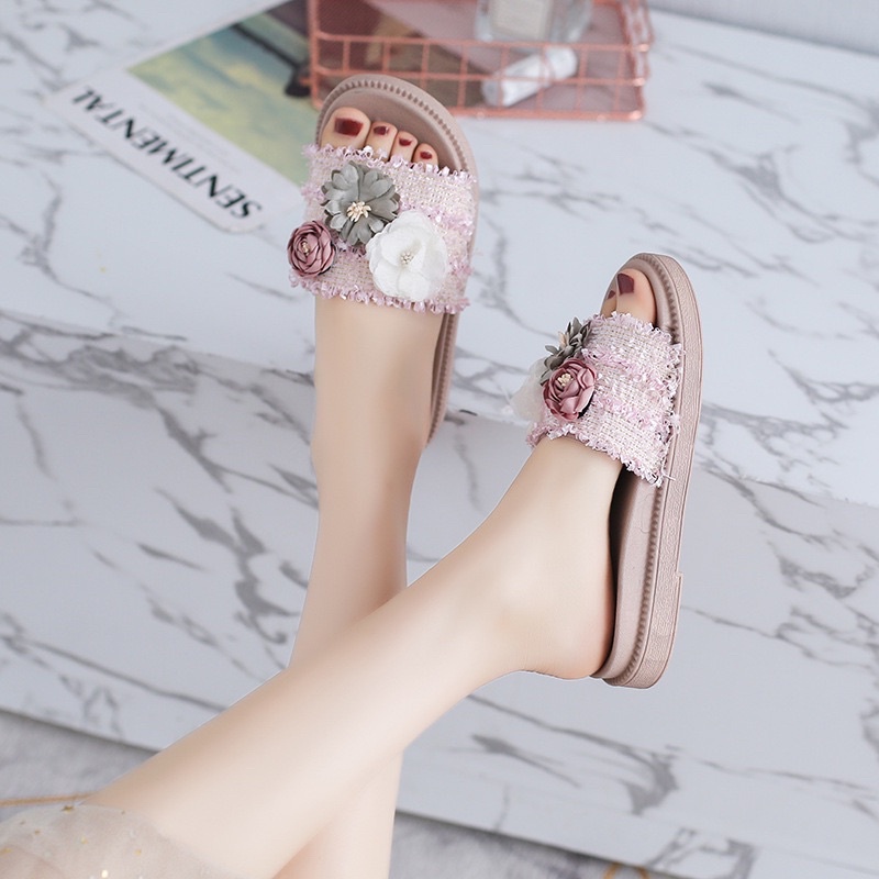 Dép quai ngang 3 bông dạ Gom1688