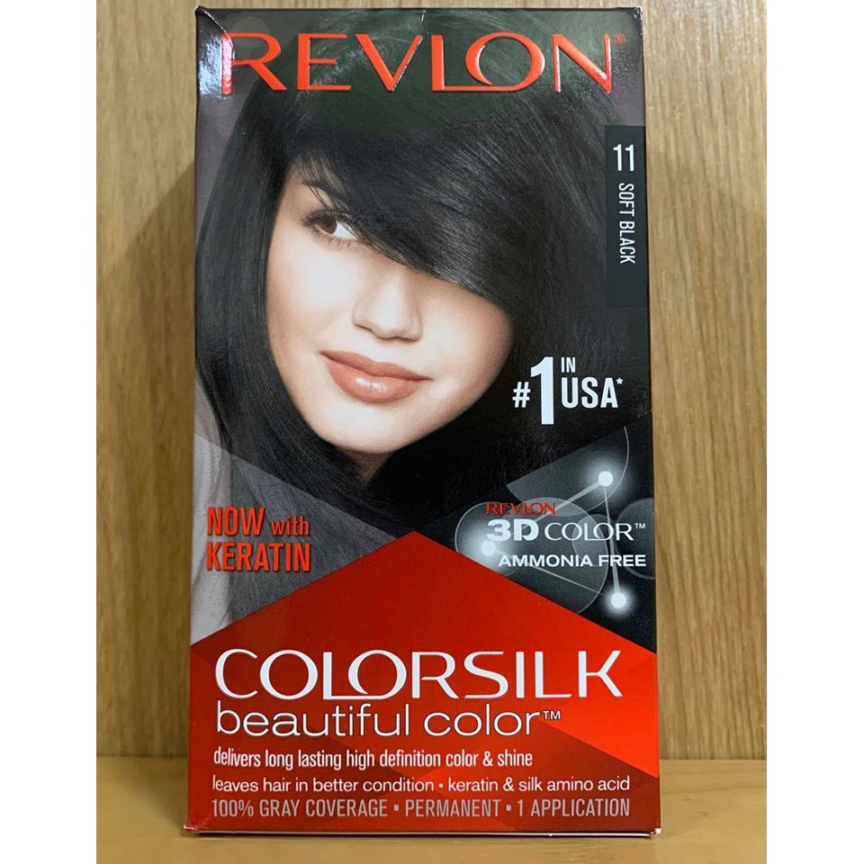 Thuốc nhuộm tóc đen Revlon 3D Colorsilk Soft Black - USA