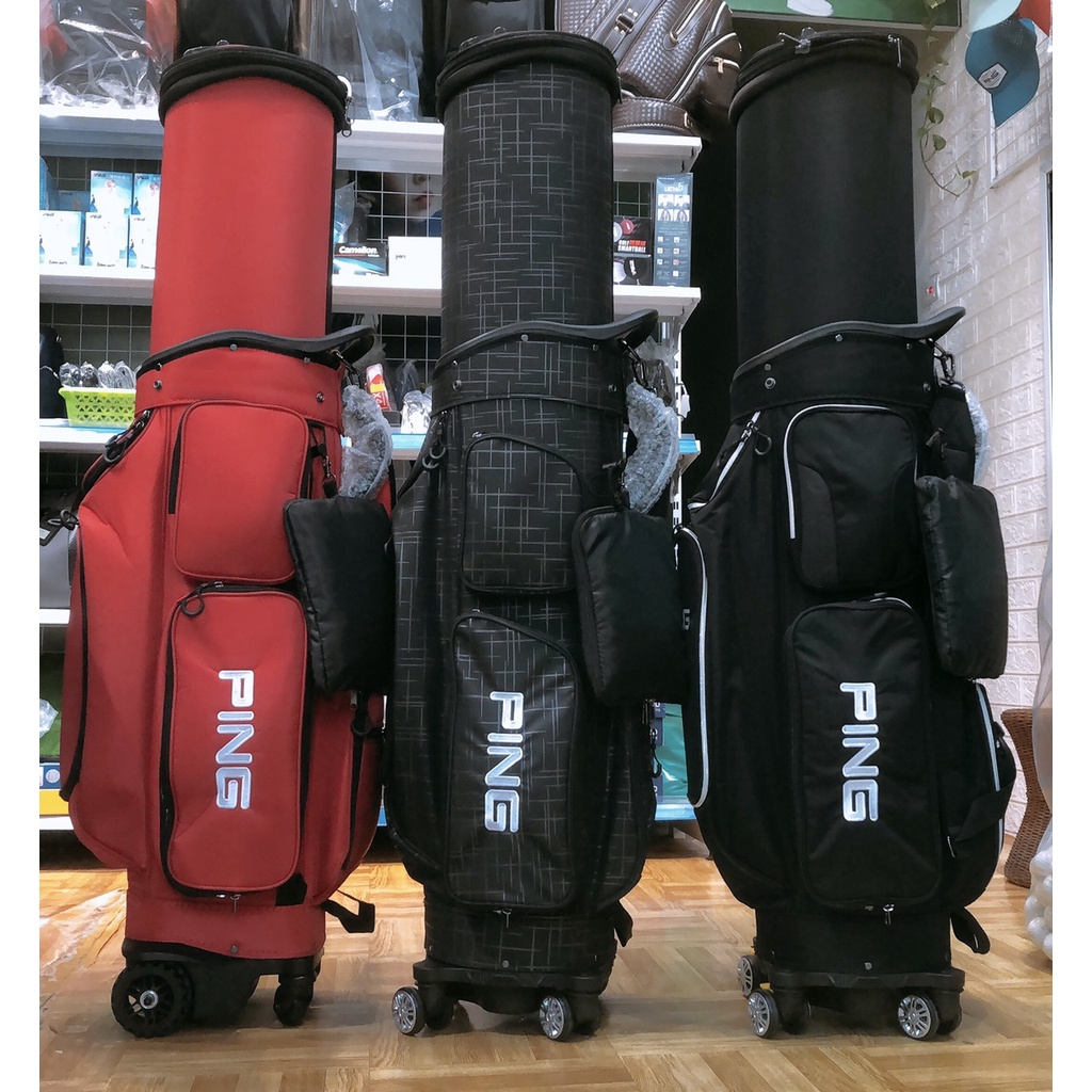 Túi Gậy Ping Nắp Cứng Siêu Nhẹ, Có Bánh Xe Kèm Khóa Số Di Chuyển M áy Bay An Toàn