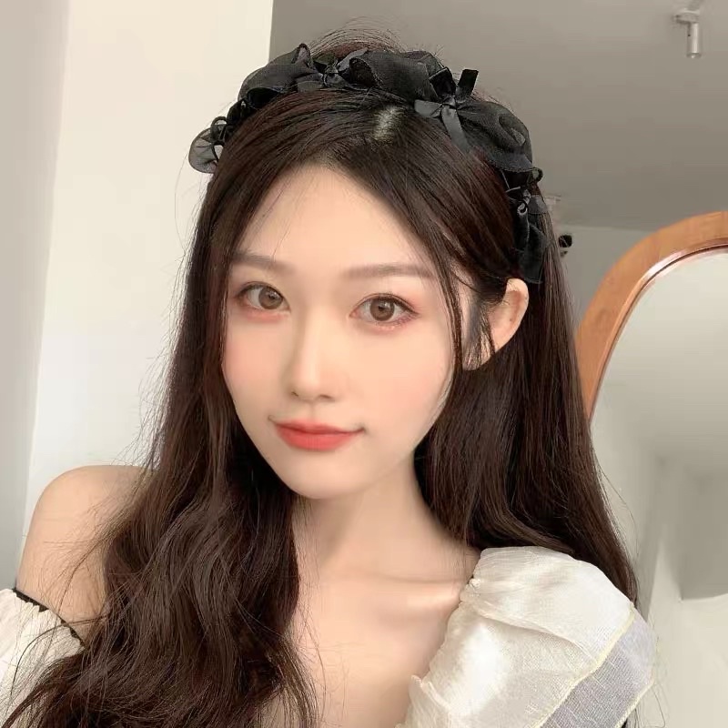 Băng đô tóc voan bèo phối nơ lụa mac K-990