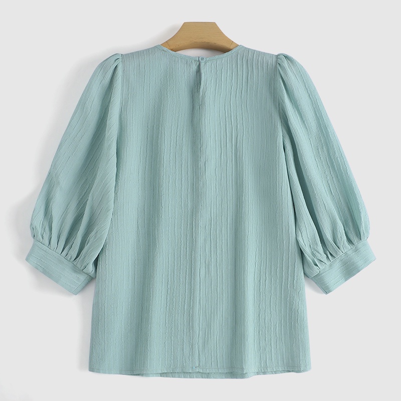 Áo kiểu Zanzea tay lỡ 3/ 4 cổ tròn màu trơn thời trang dành cho nữ