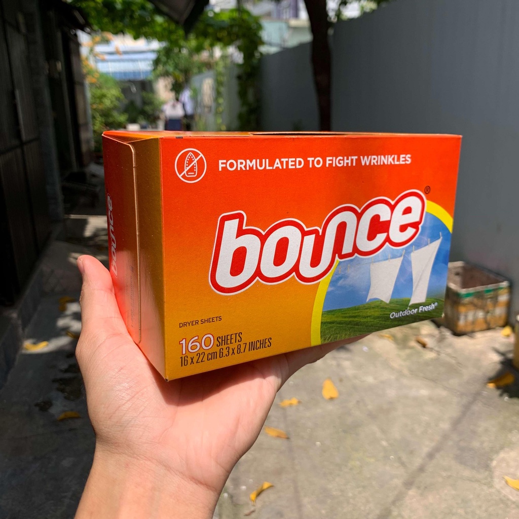 Giấy thơm Bounce Mỹ hộp 160 tờ chống nhăn vải khi sấy, hạn chế tĩnh điện vào mùa khô