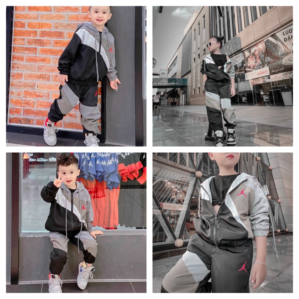 (HÀNG XUẤT XỊN) Gió Kid J0RDAN Hàng nét gió dày đẹp đanh mịn, có mũ, Size 90-150 (10-40kg) Bé gái &amp; Bé trai