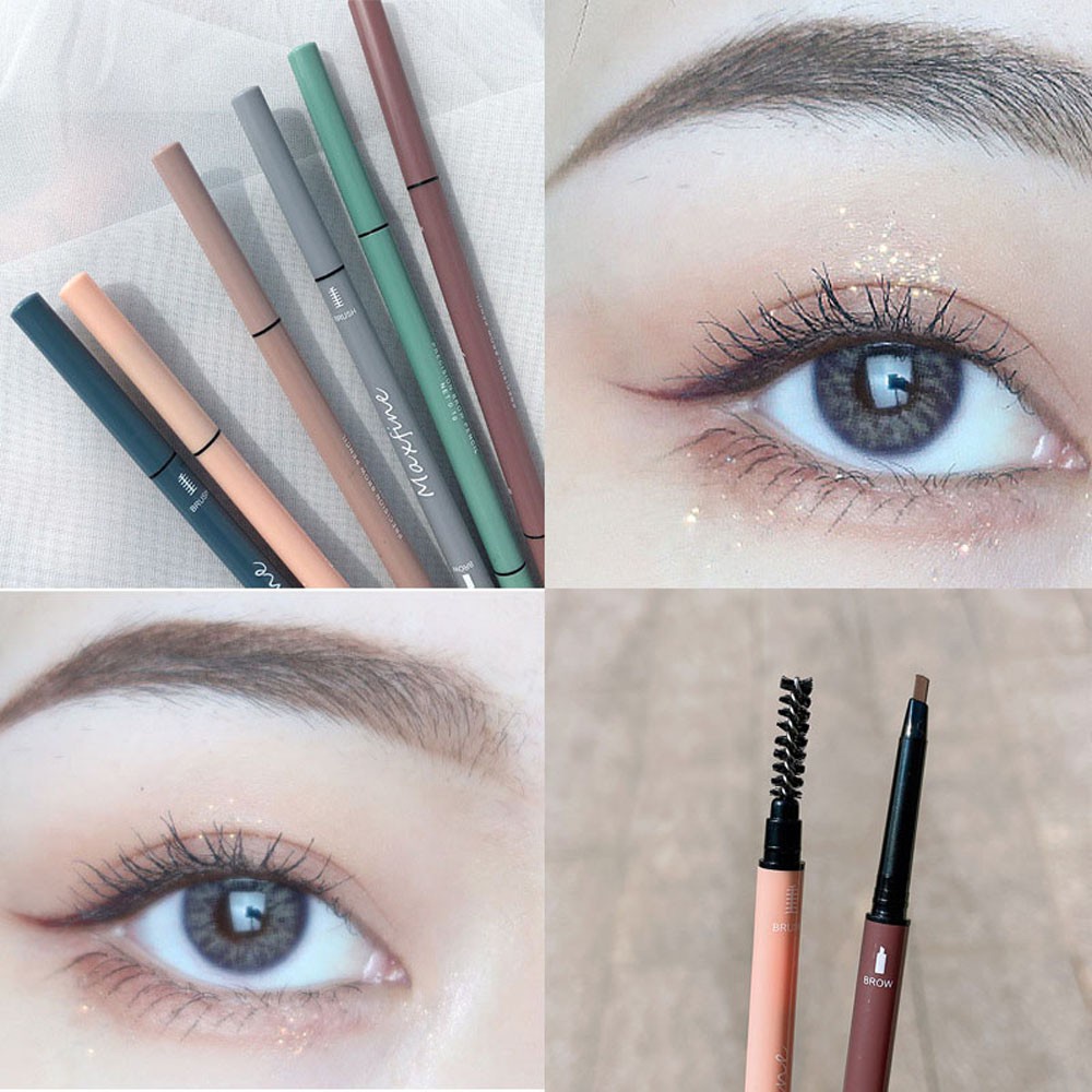 (Hàng Mới Về) Bút Chì Kẻ Lông Mày Hai Đầu Bằng Nhựa Siêu Mịn Chống Nước Lâu Trôi Cho Nữ