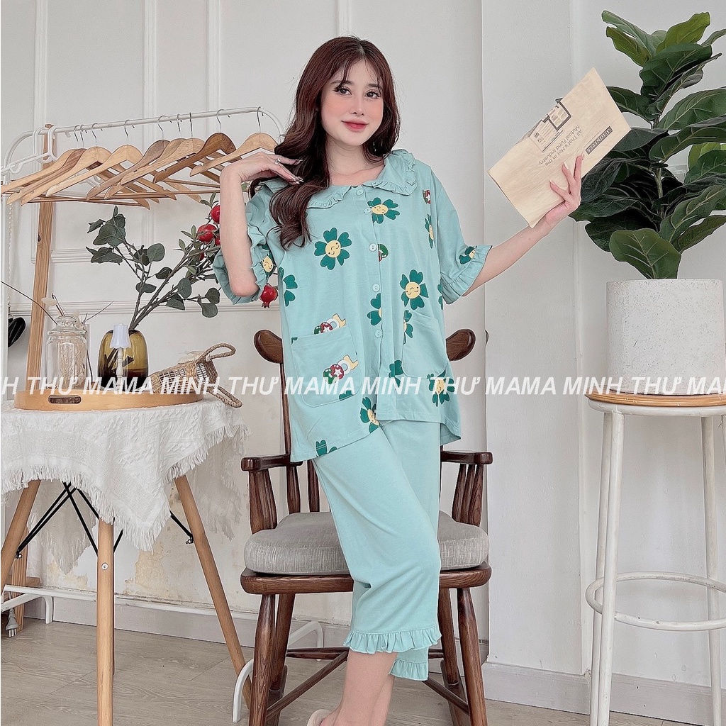 Bộ bầu - bộ sau sinh - chất liệu cotton - kiểu mới thời trang ( lá sen bông COOL lửng )