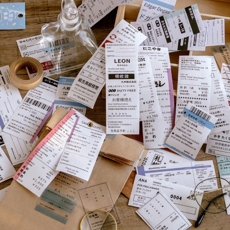 Set 3 tấm hình dán siêu dài chủ đề vé con tem