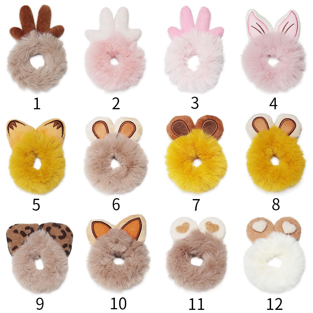 Băng Đô Cài Tóc Hình Tai Mèo Vải Lông Co Giãn Dễ Thương Cho Nữ