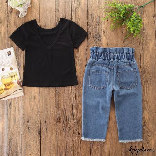 Quần Jean Denim Hở Lưng Dễ Thương Cho Bé Gái