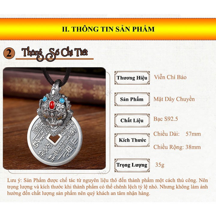 Mặt dây chuyền bạc nam Thần Chú Sơn Quỷ Bát Quái Hộ Thân chất liệu bạc Thái 925 Viễn Chí Bảo M100496