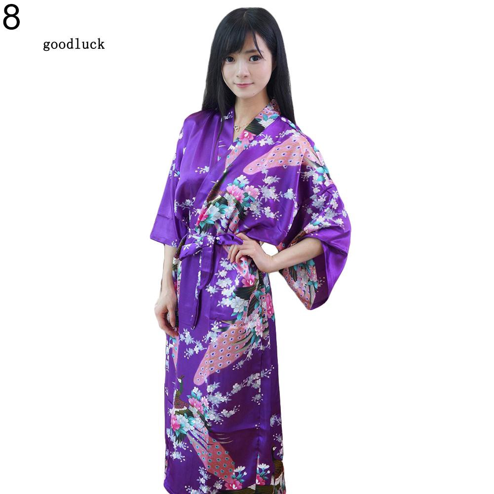 Áo choàng ngủ dài in hoa kiểu kimono đẹp mắt cho nữ | BigBuy360 - bigbuy360.vn