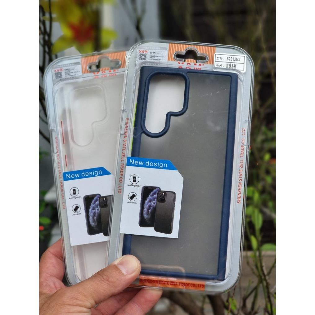 Samsung S22, S22 Plus, S22 Ultra_Ốp lưng X&amp;M nhám viền màu dẻo chống sốc chống Vân tay cao cấp