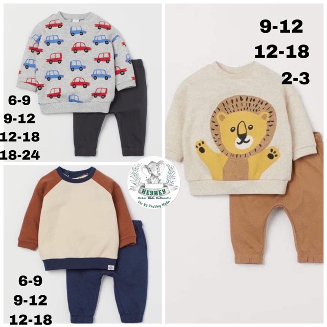 Set sư tử/ ghi ô tô, trơn nâu HM auth săn sale