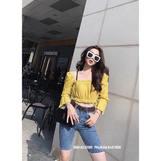 Áo croptop thô đũi cổ U