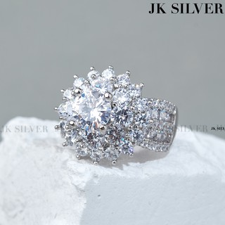 Nhẫn nữ đính soàn 3 tầng mạ bạc 925 cao cấp JK Silver nhan497