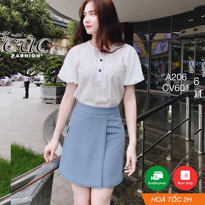 Chân váy đầm chữ A cao cấp công sở nữ dáng dài Cúc Fashion CV601 cv chữ A túi hông | BigBuy360 - bigbuy360.vn