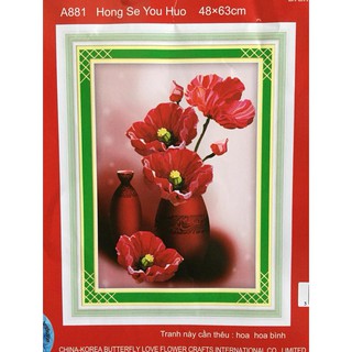 Tranh thêu chữ thập Bình hoa khoe sắc A881-48X63cm
