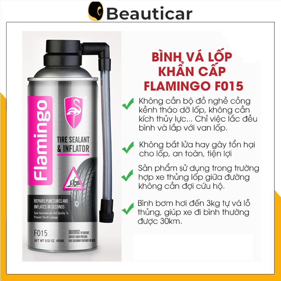 Bình vá lốp khẩn cấp Flamingo F015 450ml - Hãng Phân Phối Chính Thức