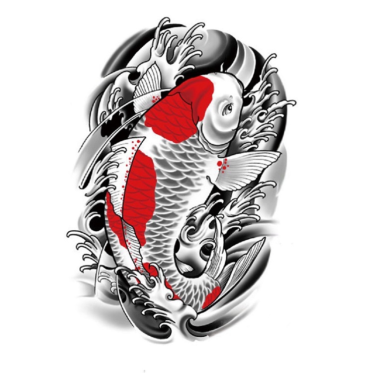 Miếng Dán Hình Xăm Cá Chép Chống Nước Cho Nam