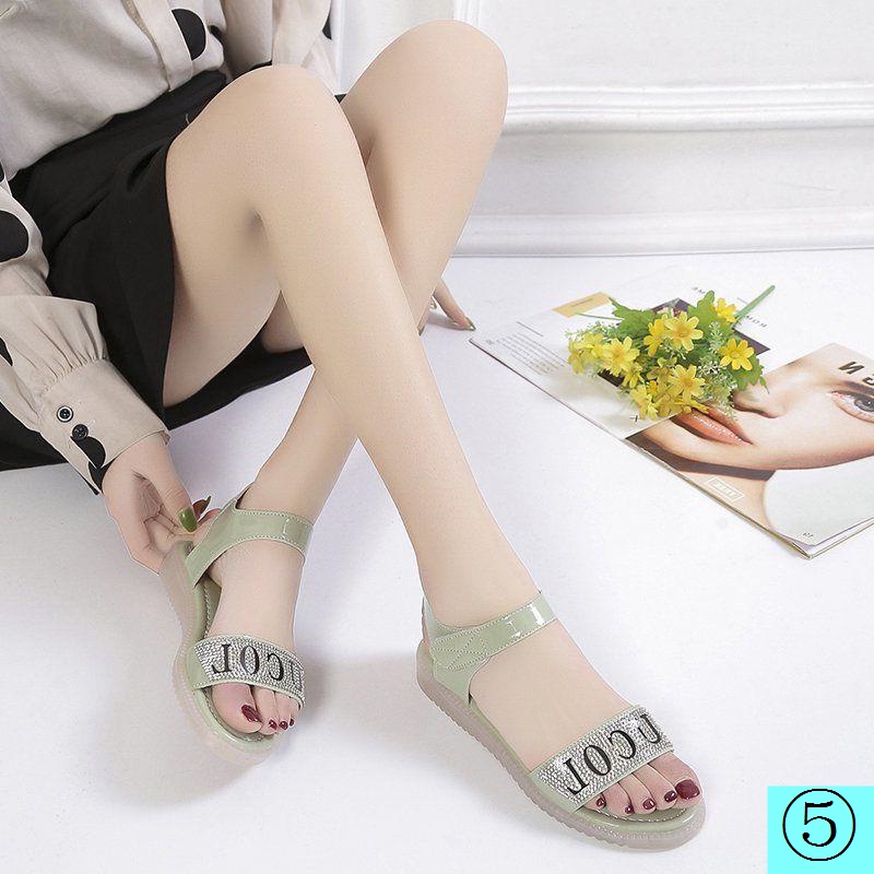 Giày Sandal Mùa Hè 2022 Quai Dán Đính Đá Cho Nữ Sinh Trung Học