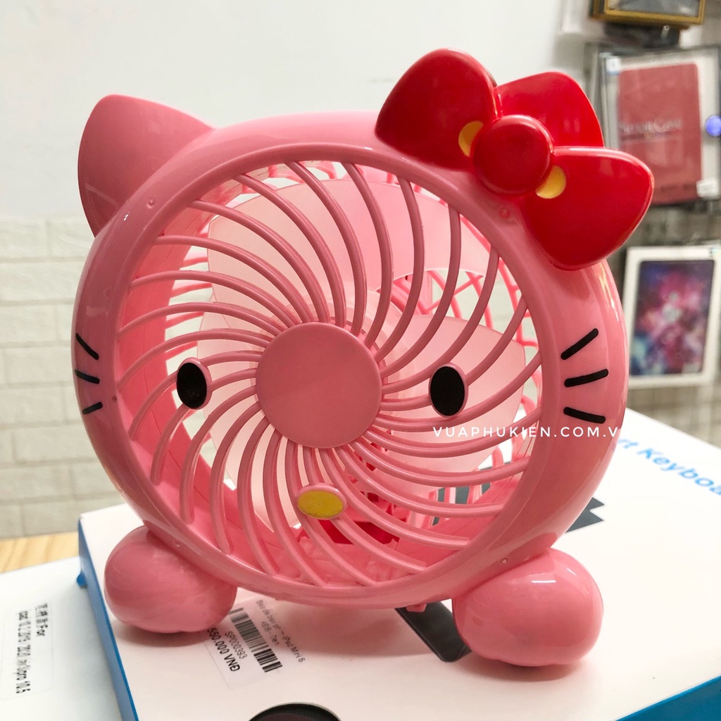 Quạt mini cầm tay và gấp gọn hình hello kitty tích điện cao cấp