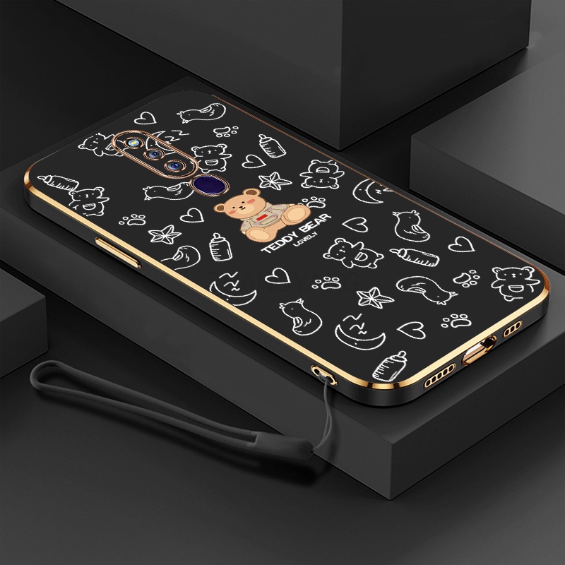 ốp lưng oppo f11 pro oppo f11 Ốp Điện Thoại TPU Dẻo Mạ Màu Họa Tiết Chú Gấu Dễ Thương Kèm Dây Đeo Cho oppo f11 pro oppo f11