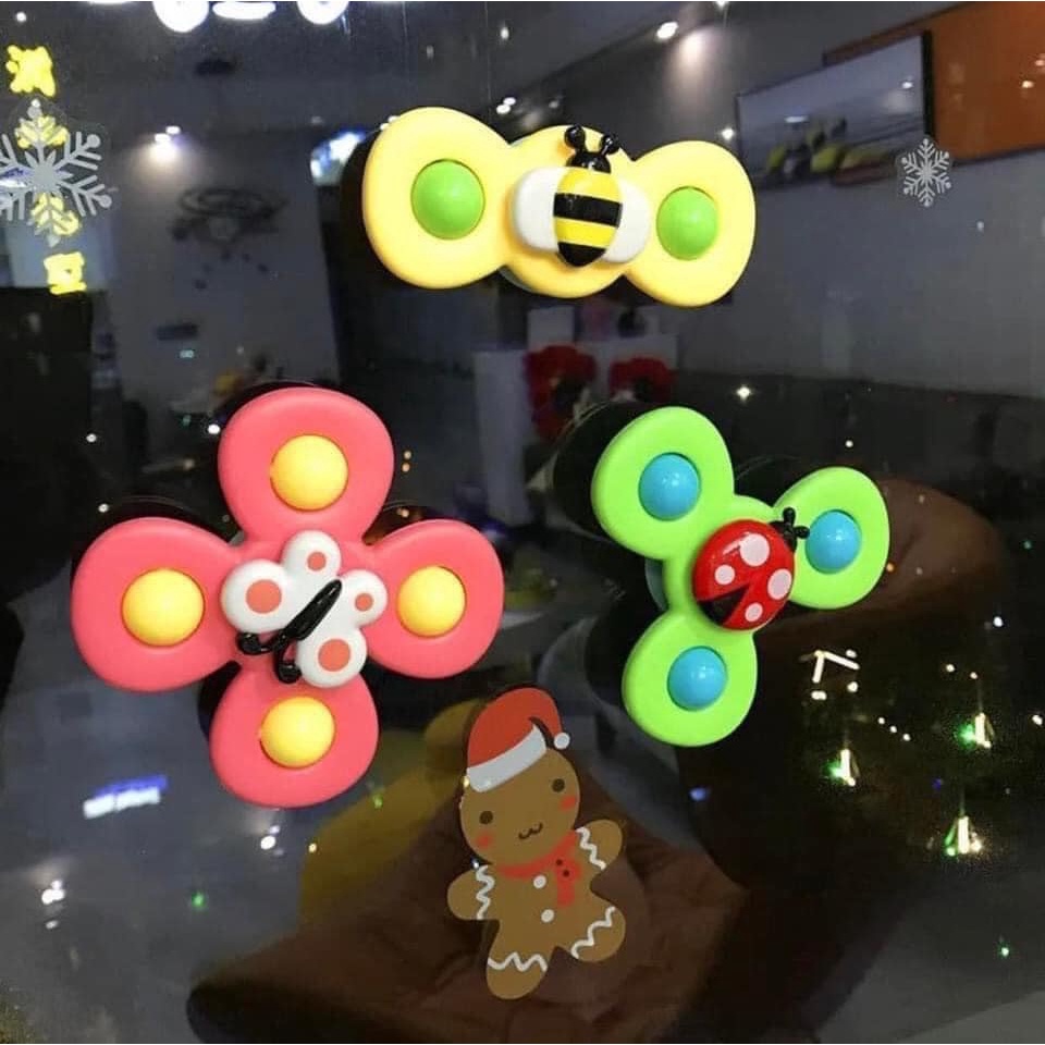 Set 3 Con Quay Đồ Chơi Fidget Spinner Dán Tường, Thiết Kế Hình Động Vật Hoạt Hình Độc Đáo Dành Cho Bé
