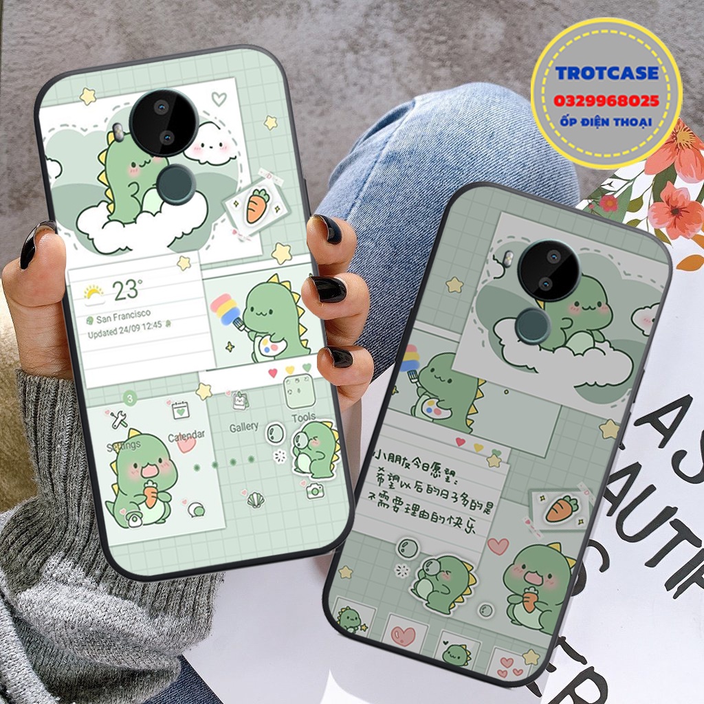 Ốp lưng Nokia 3.4 / Nokia 8.3 / Nokia C30 - in hình chú khủng long xanh và mặt chú khủng long siêu đẹp