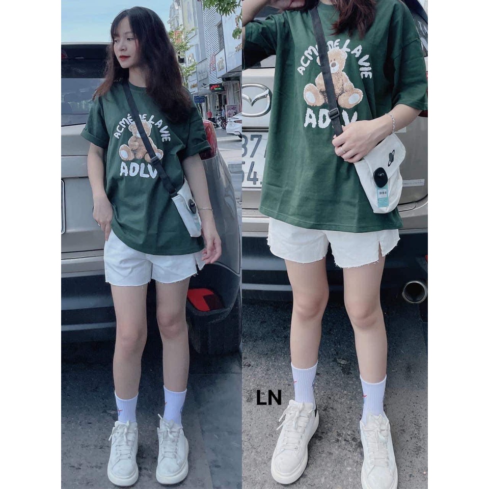 Áo thun gấu adlv Cotton Form thụng đẹp nam/nữ mặc được