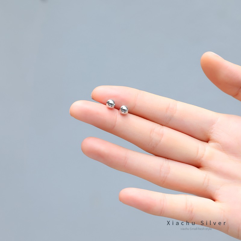 Bông tai bạc A04 đính hạt phong cách đơn giản dễ thương cho nữ