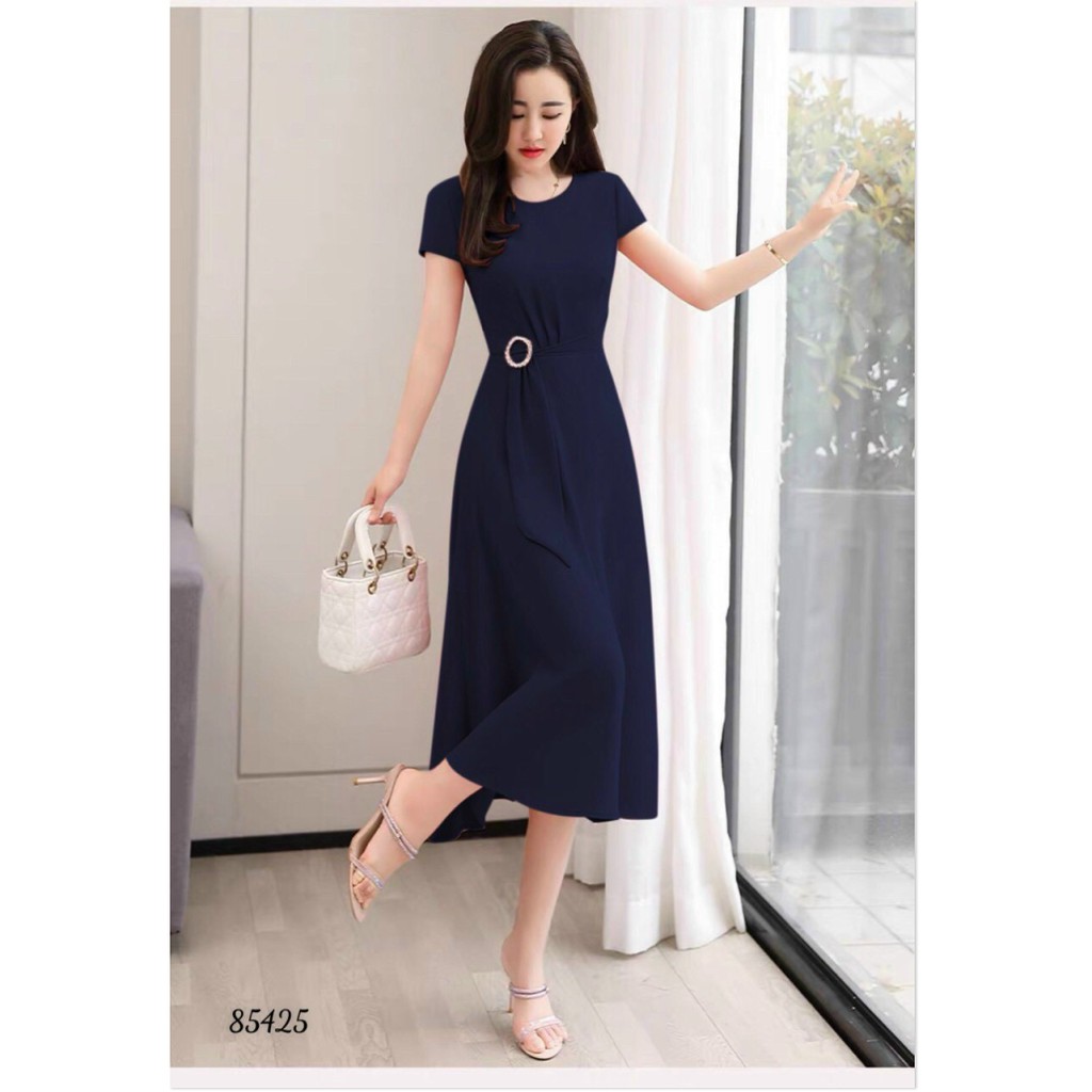 Đầm Voan Lụa Nữ Hai Lớp Form Xòe Dài Qua Gối Thanh Lịch Dự Tiệc Phối Hợp Công Sở Siêu Đẹp Có Size Lớn