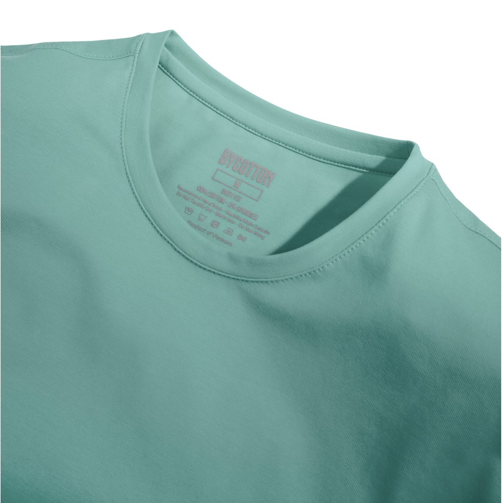 Áo Thun Ngắn Tay Cổ Tròn Xanh Cyan BY COTTON Cyan Basic Tee