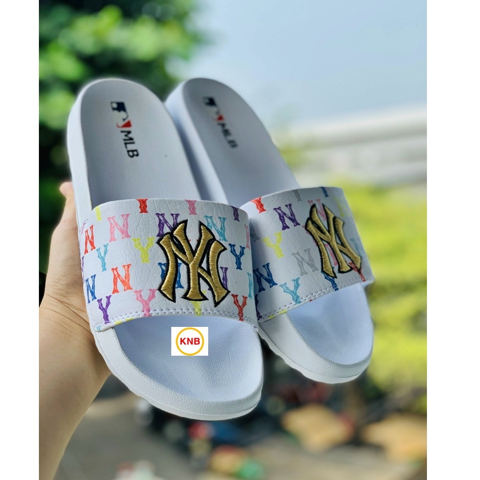 Dép Quai Ngang MLB NY ❤️ Freeship + Hộp ❤️ dép mlb bóng chày quai ngang thể thao nam nữ Thêu nổi đế IP NY Hàng Đẹp