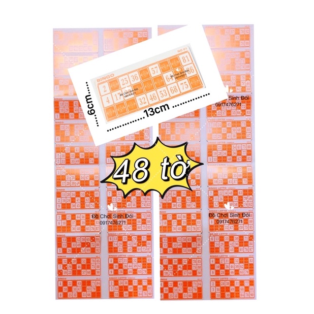 Phụ kiện lô tô quay 90 số - 48 tờ giấy dò
