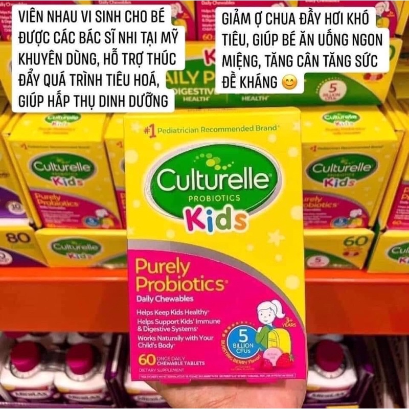Men vi sinh Culturelle Daily Probiotics Kids Chewables cho bé từ 3-12 tuổi