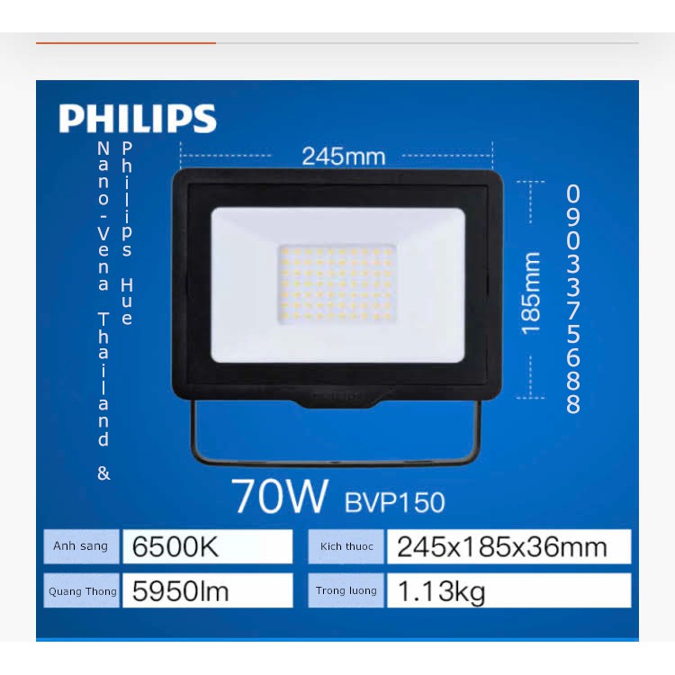 Đèn pha LED BVP150 công suất 10w 20w 30w 50w 70w chống nước Ip65 |Philips chính hãng|