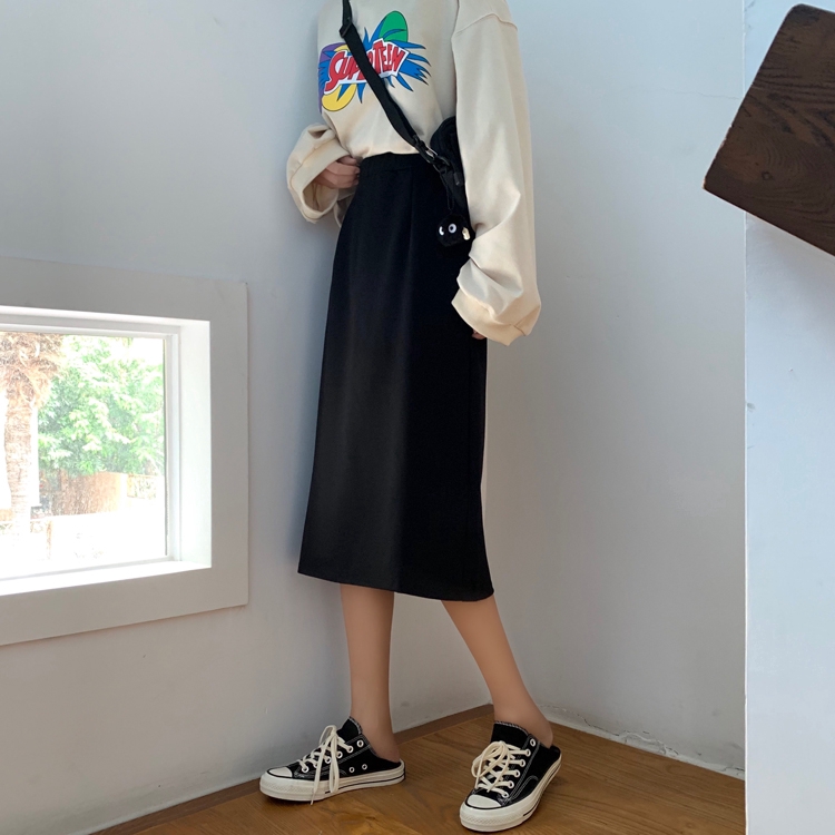 Chân váy SUXI dáng dài lưng cao phong cách retro thời trang Hàn Quốc